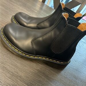Dr. Martens Black Leather Boots with Yellow Accents